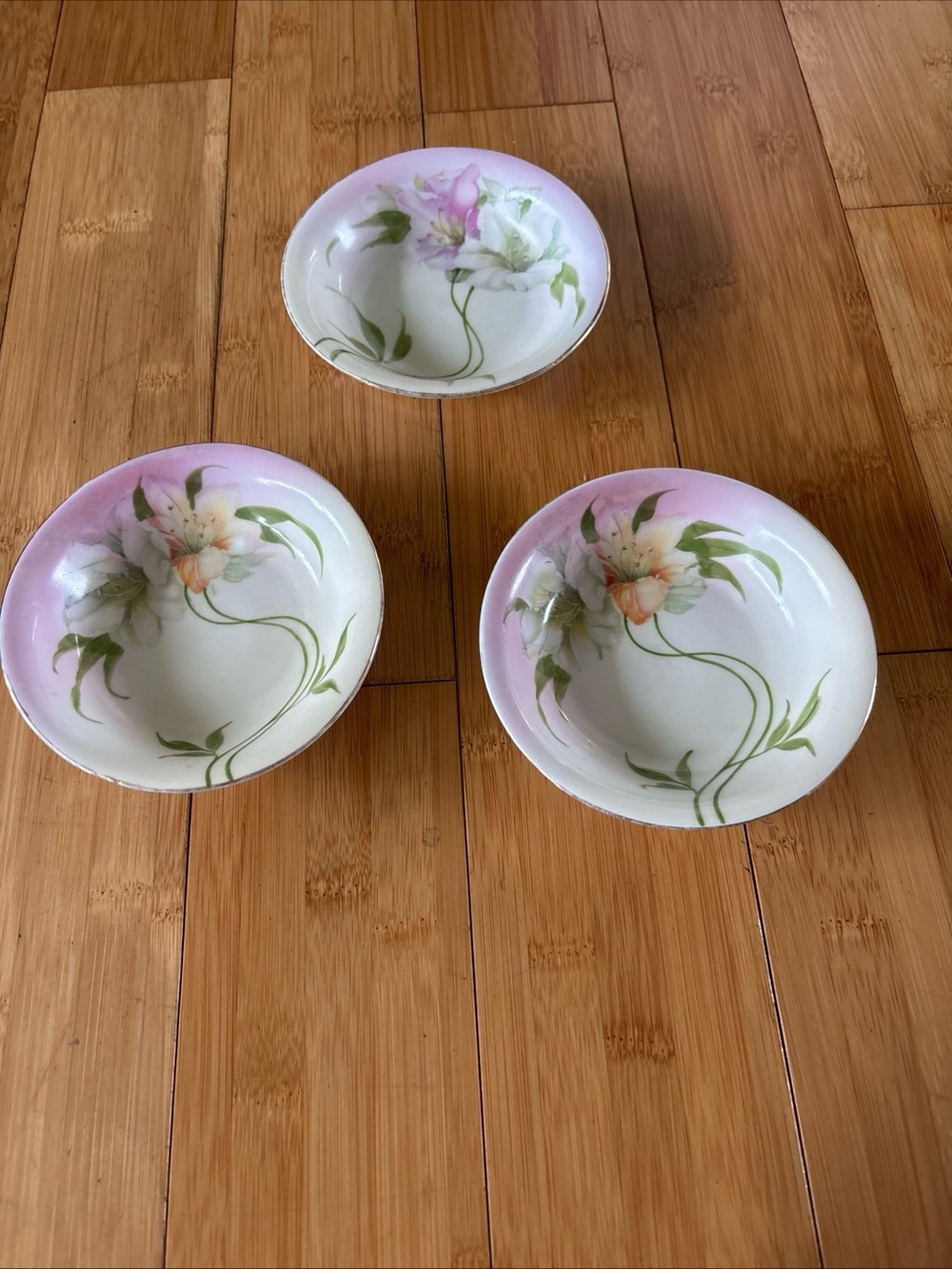 Antique Hand Painted Floral Berry Bowls, Gold Trim, Z.S. & Co. Bavaria - 3